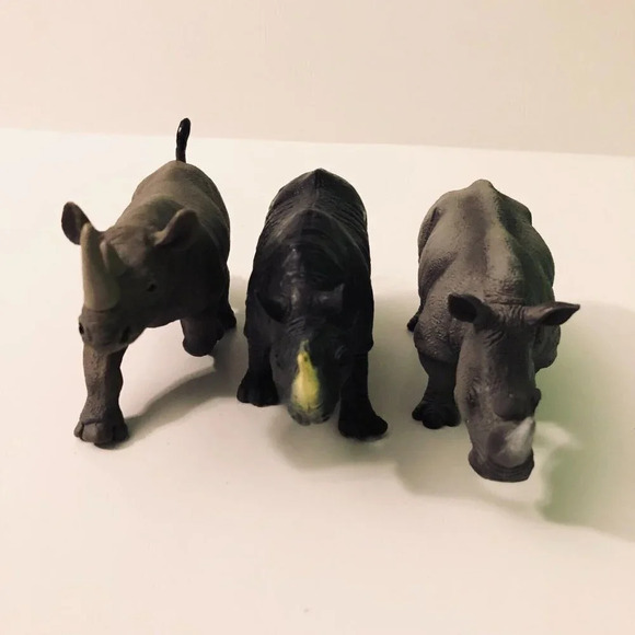 Lot of 3 Assorted Rhino  Rhinoceros Figures Mojo Safari LTD - Picture 15 of 15